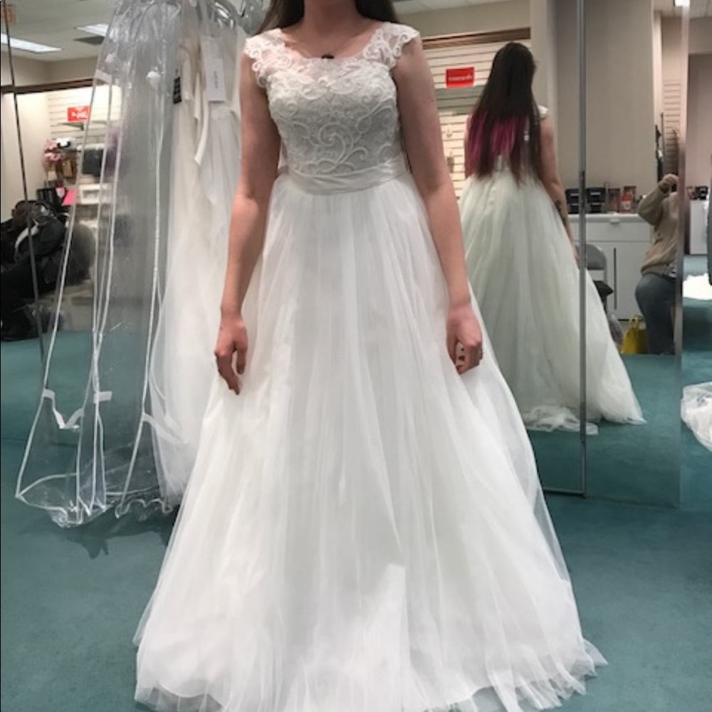 Tulle Wedding Dress with Lace Illusion Neckline.
